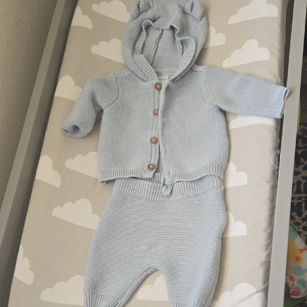 Carter's Blue Knit Baby Set